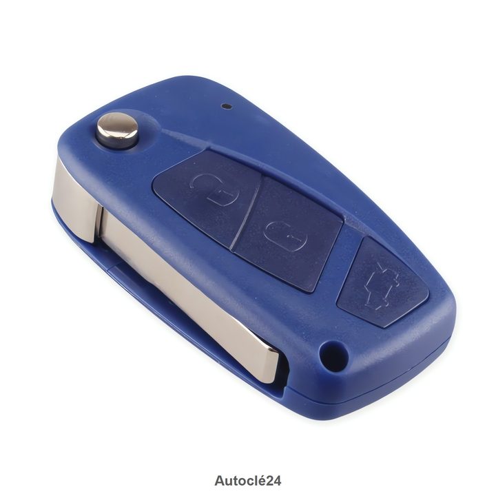 Coque Clé Compatible pour Fiat - Pile sur coque Bleu