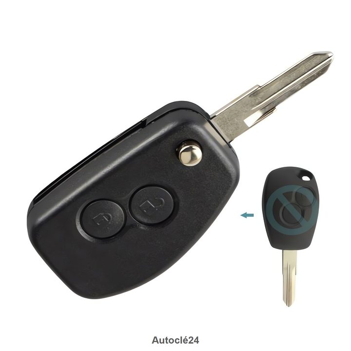 Coque clé Compatible pour Dacia - COQUE RENAULT 2 BOUTONS RETRACTABLE