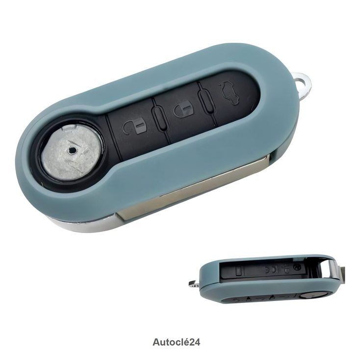 Coque Clé Compatible pour Fiat - 3 BOUTONS COFFRE - 500 - DUCATO - PUNTO - BOXER - JUMPER - Tiroir Pile GRIS - SI