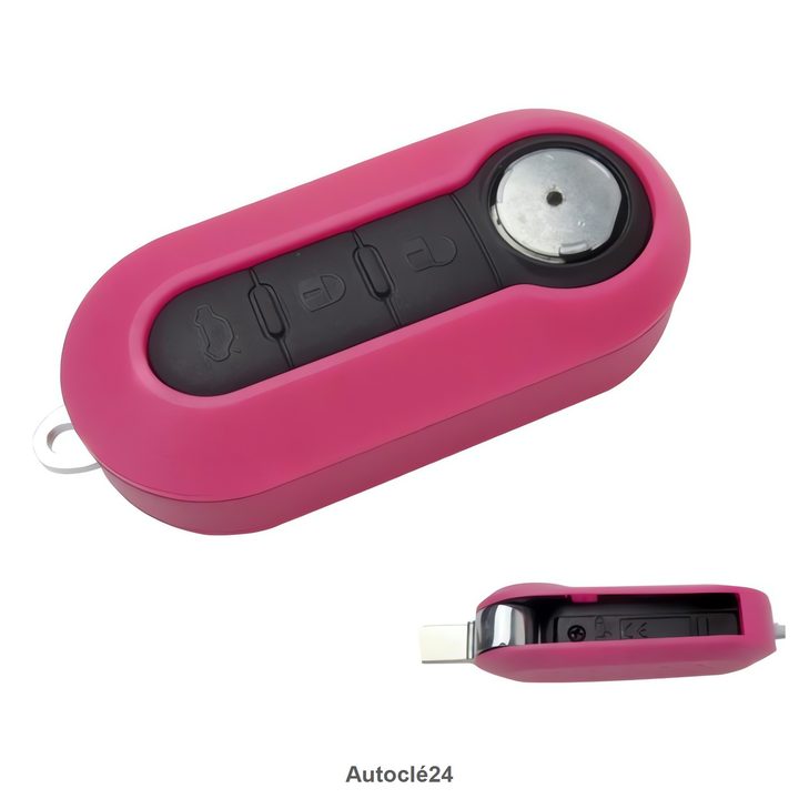 Coque Clé Compatible pour Fiat - Tiroir Pile ROSE