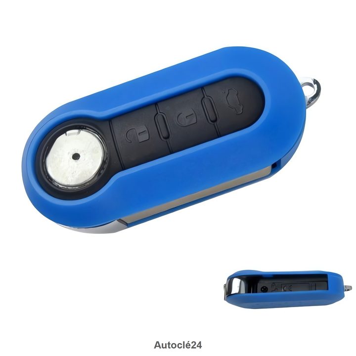 Coque Clé Compatible pour Fiat - Tiroir Pile BLEU