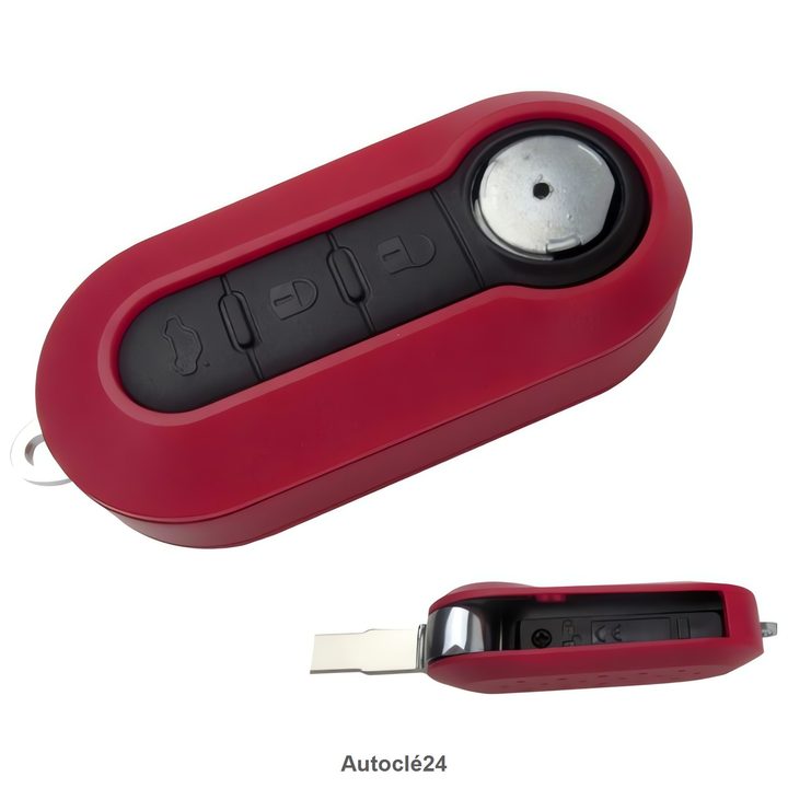 Coque Clé Compatible pour Fiat - Tiroir Pile ROUGE