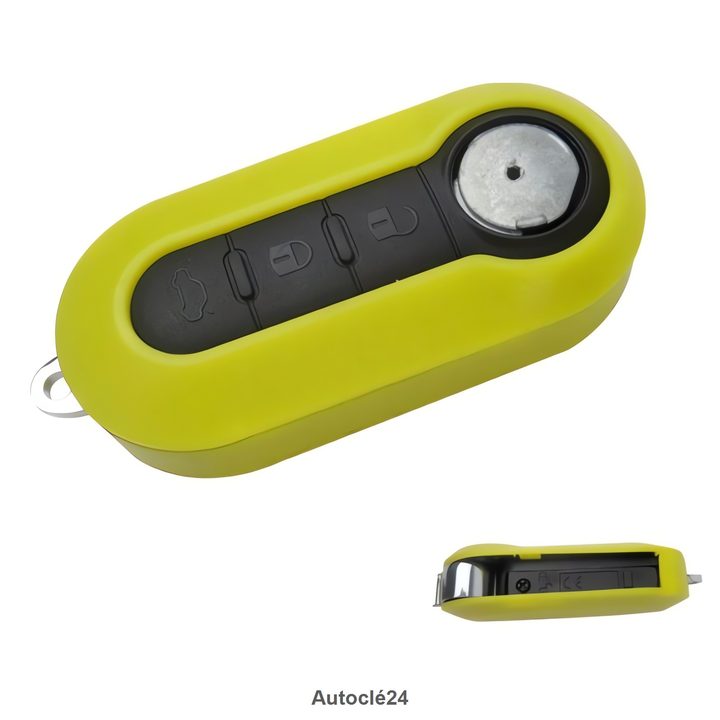 Coque Clé Compatible pour Fiat - Tiroir Pile JAUNE