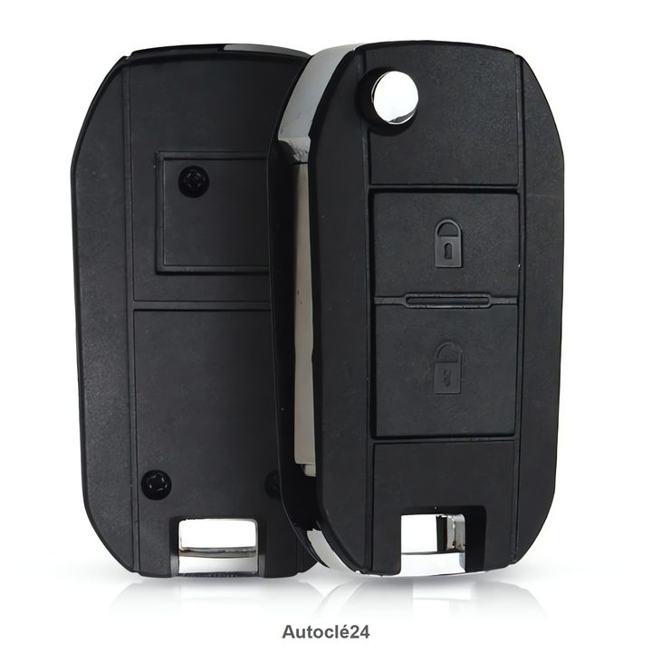 Coque Clé Compatible pour Peugeot Citroen - 2 BOUTONS - C1 - C2 - C3 - C3 PICASSO - 107 - AYGO - Pile sur circuit - VA