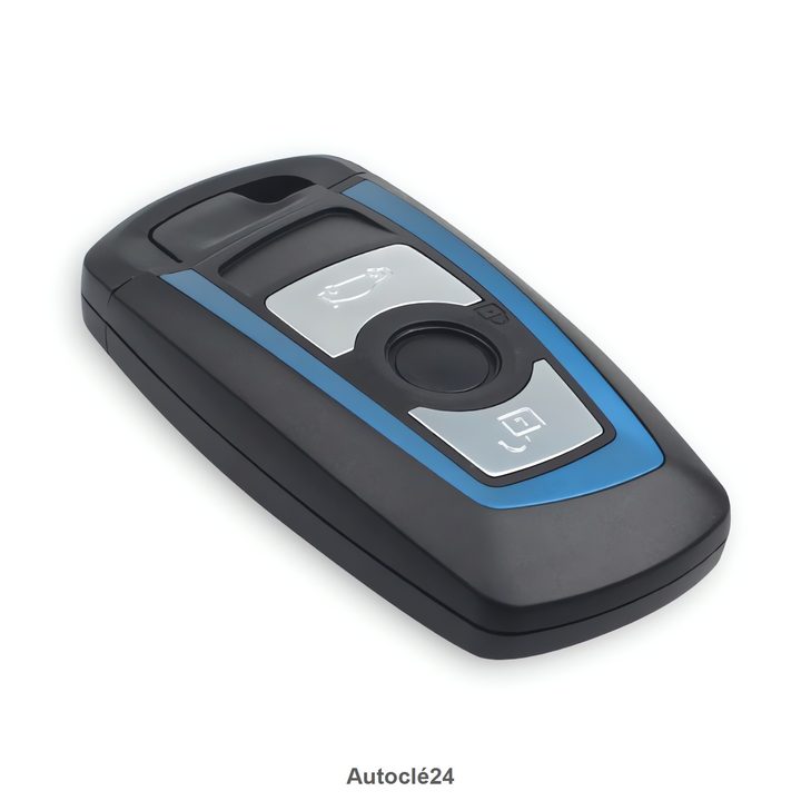 Coque de clé compatible BMW (pile sur coque, bleu)