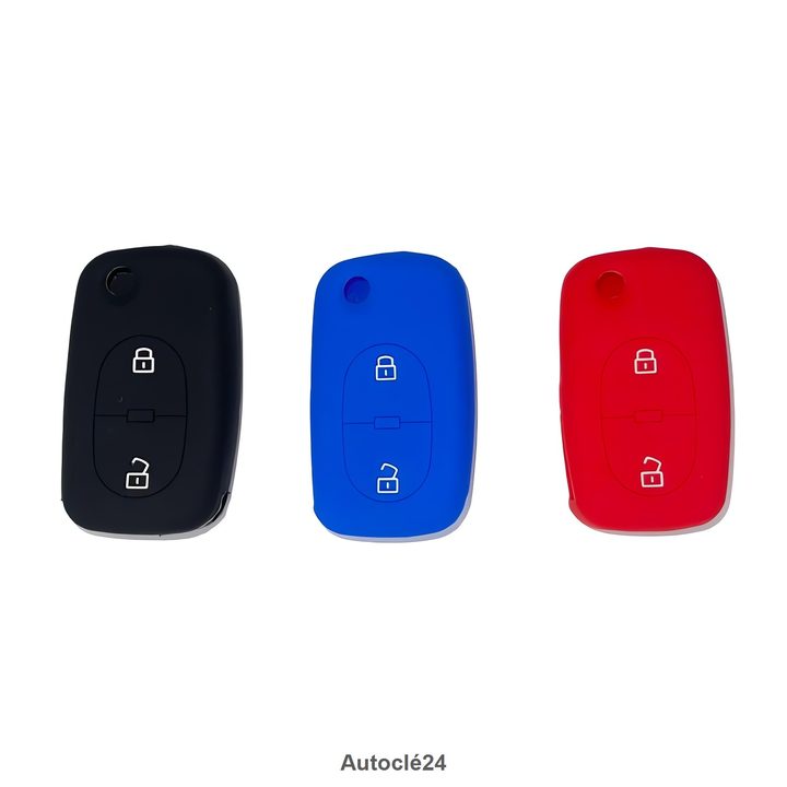 Housse Silicone Compatible pour Volkswagen Audi Seat Skoda | 2 Boutons | 19517 | Plusieurs Couleurs Disponibles