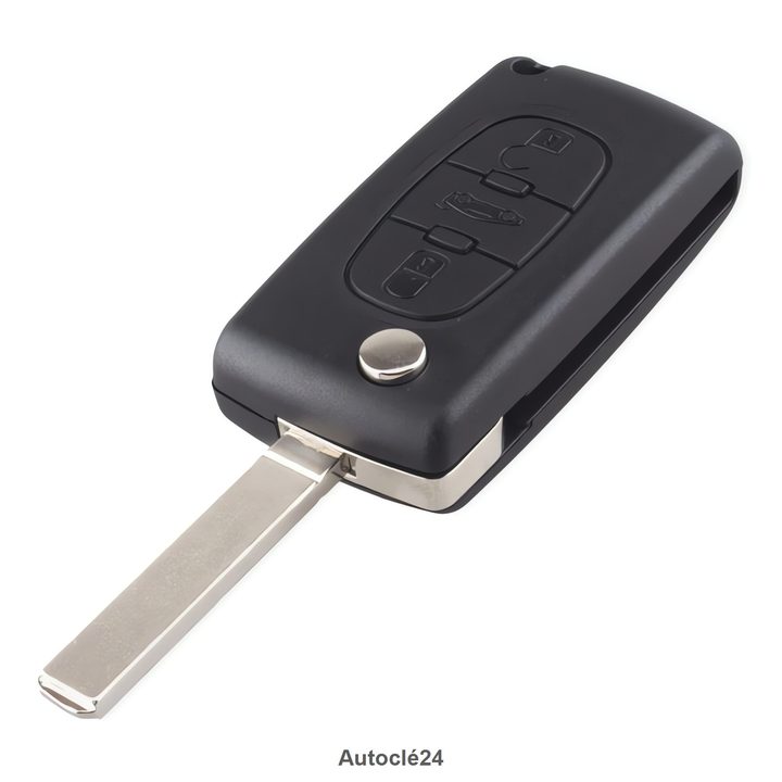 Coque clé Compatible pour Peugeot 2008 de 2018 à 2020 - 3 Boutons Coffre - Pile sur coque(CR2032) - Lame HU83