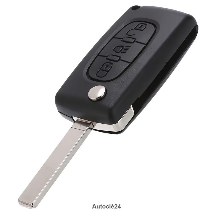 Coque Clé Compatible pour Citroen C6 de 2005 à 2012 - 3 Boutons Phare - Pile sur circuit (CR1620) - Lame VA2