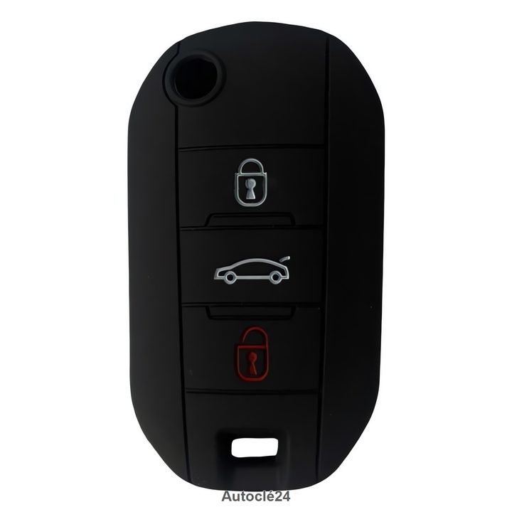 Housse Silicone Compatible pour Clé Rétractable Citroën Peugeot | 3 Boutons | 19504 | Plusieurs Couleurs Disponibles